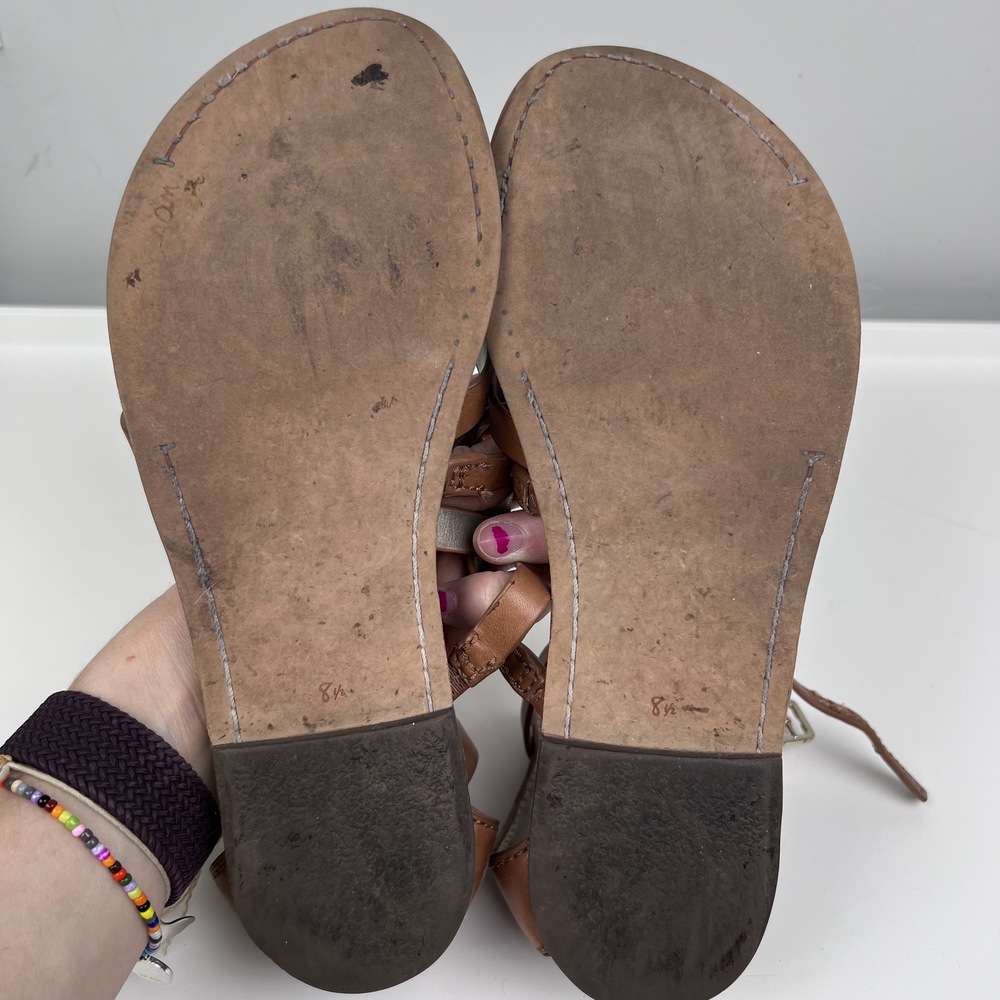 Sam Edelman Tan Flat Sandals with Crisscross and Ankle Straps Size 8.5 - Picture 3 of 11